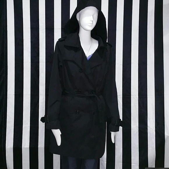 London Fog Trench Coat w/ detachable hood & lining - Picture 2 of 7